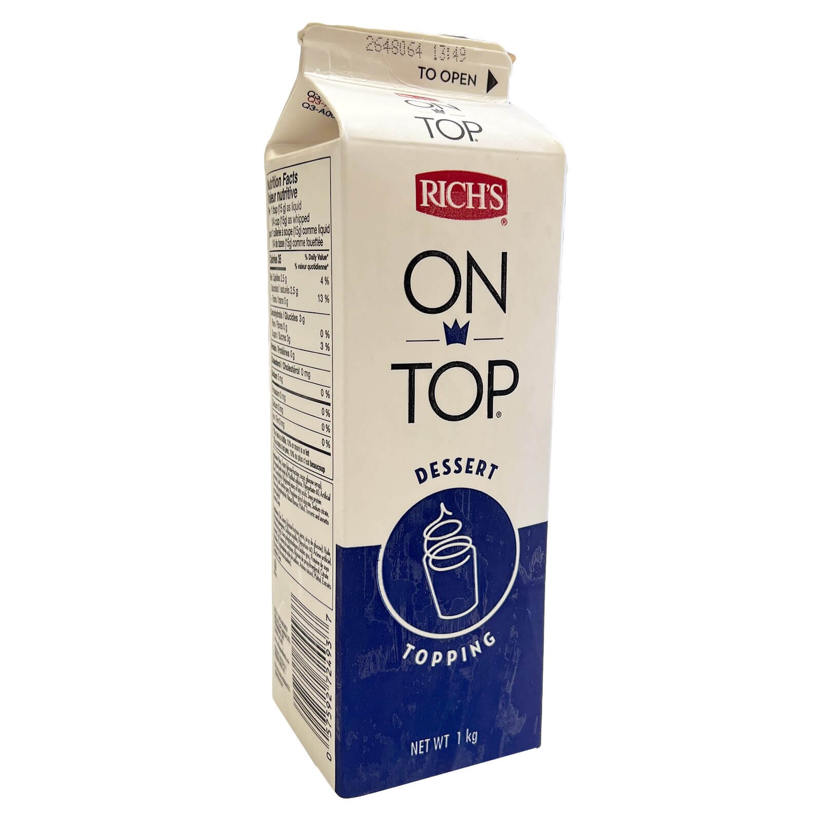 Rich S Toppit 1 Litre Non Dairy Whip Cream Mccall S