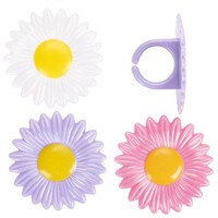 ASSORTED DAISY PLASTIC RINGS - 1 3/4"  