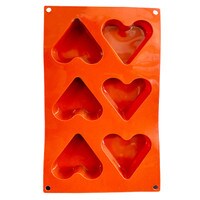 SILICONE MOLD - HEART 2 3/4" 6 CAVITIES
