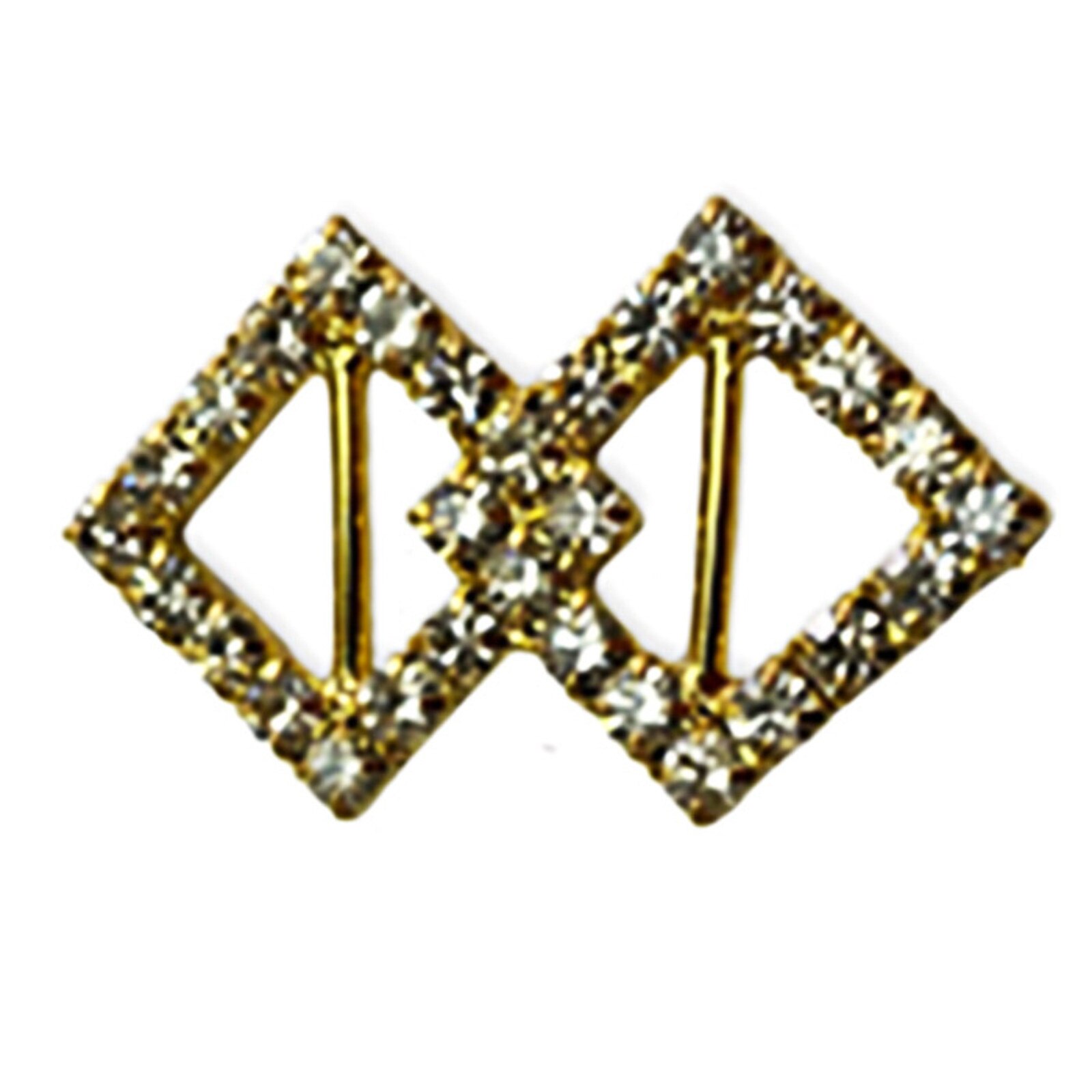 BLING BUCKLE - GOLD DOUBLE DIAMOND 1 5/8" x 1"
