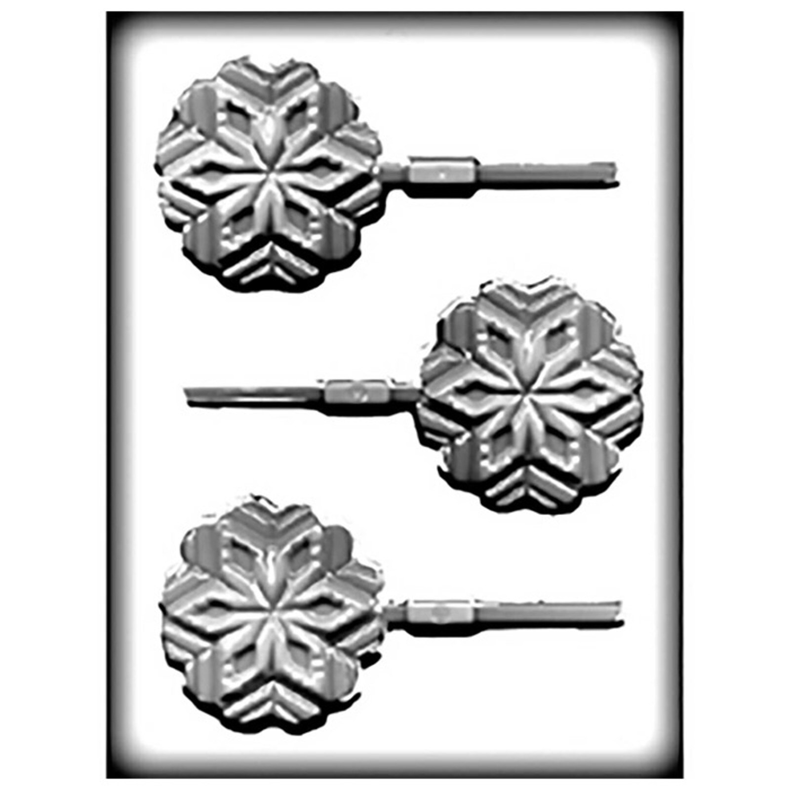 HARD CANDY MOLD - SNOWFLAKE LOLLY 3" (3)