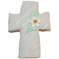 CROSS COOKIE WITH GOLD-CENTERED FLOWER