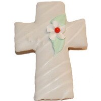 CROSS COOKIE WITH RED-CENTERED FLOWER