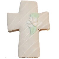 CROSS COOKIE WITH WHITE-CENTERED FLOWER