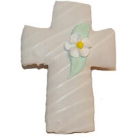 CROSS COOKIE WITH YELLOW-CENTERED FLOWER