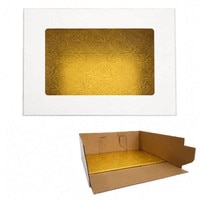 BOX WITH WINDOW & BOARD 1/2 SHEET 3PC GOLD