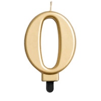 NUMERAL CANDLE #0 GOLD 3" / 7.62 CM