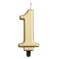 NUMERAL CANDLE #1 GOLD 3" / 7.62 CM