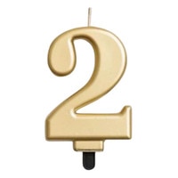 NUMERAL CANDLE #2 GOLD 3" / 7.62 CM