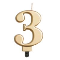 NUMERAL CANDLE #3 GOLD 3" / 7.62 CM