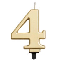 NUMERAL CANDLE #4 GOLD 3" / 7.62 CM