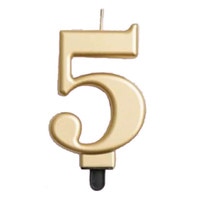 NUMERAL CANDLE #5 GOLD 3" / 7.62 CM