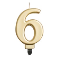 NUMERAL CANDLE #6 GOLD 3" / 7.62 CM