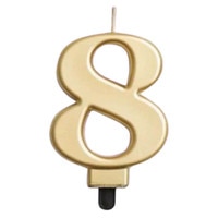 NUMERAL CANDLE #8 GOLD 3" / 7.62 CM
