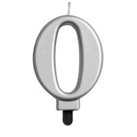 NUMERAL CANDLE #0 SILVER 3" / 7.62 CM