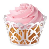 WILTON WHITE PEARL SWIRL CUPCAKE WRAPS - PACK OF 18