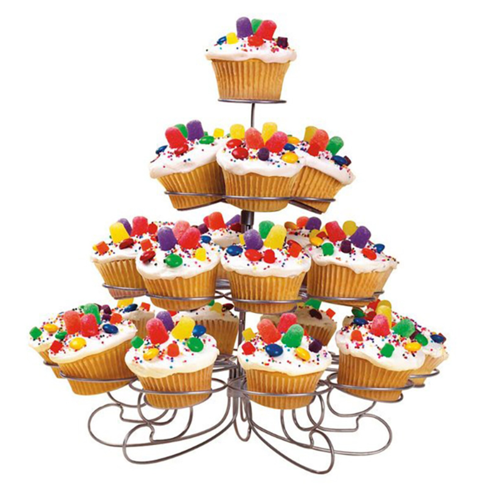 WILTON CUPCAKES-N-MORE 4-TIER METAL STAND - HOLDS 23 TREATS