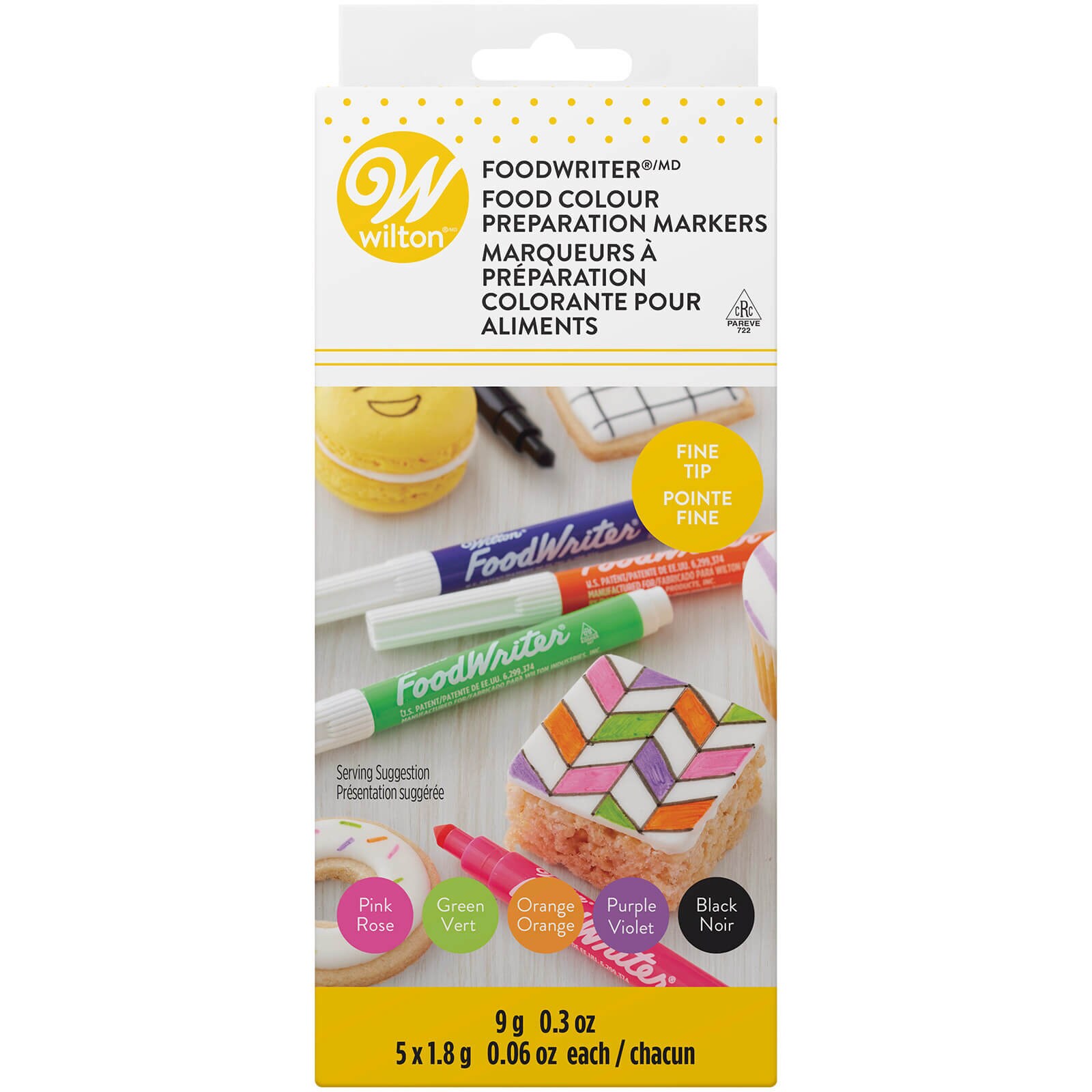 FOOD COLOR MARKERS NEON - FINE TIP - PACK OF 5
