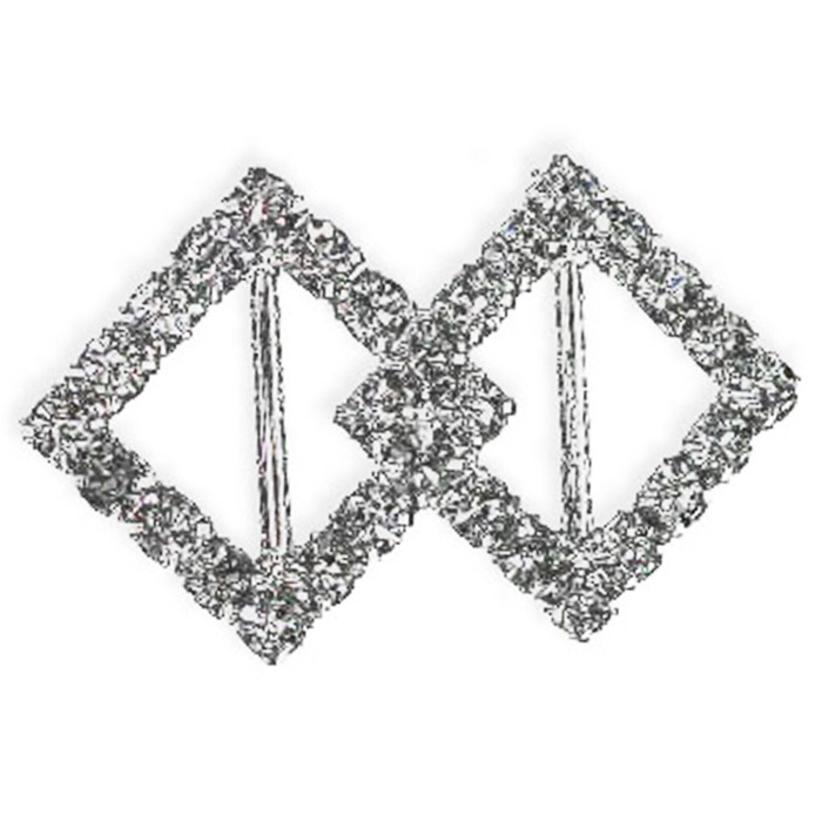 BLING BUCKLE - DOUBLE DIAMOND SILVER 1 5/8" x 1"