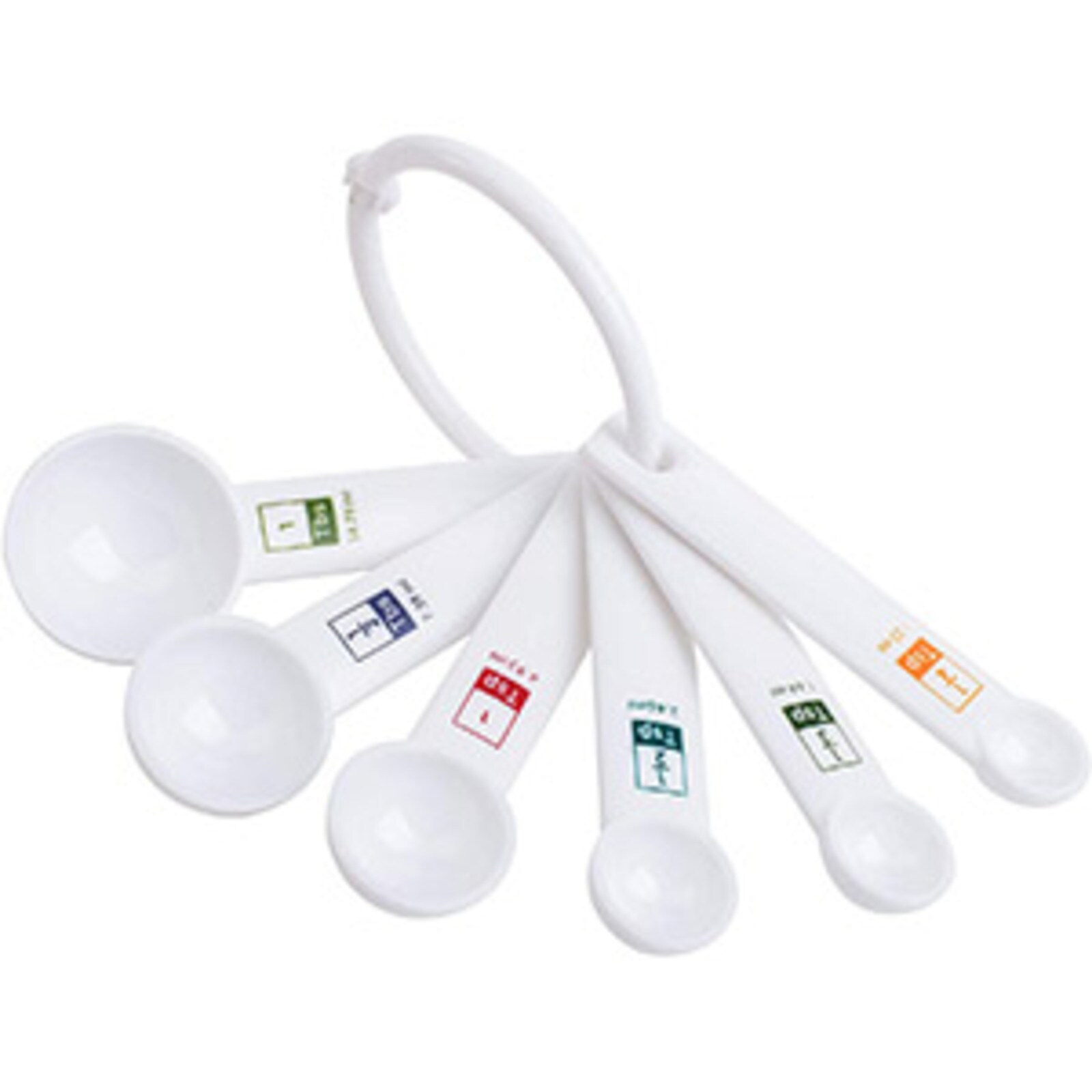 WHITE PLASTIC 6 PC MEASURING SPOONS