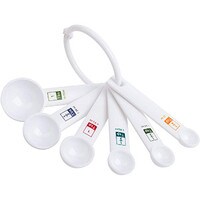 WHITE PLASTIC 6 PC MEASURING SPOONS