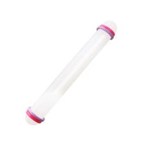 WILTON WHITE PLASTIC ROLLING PIN  W/RINGS - 9"