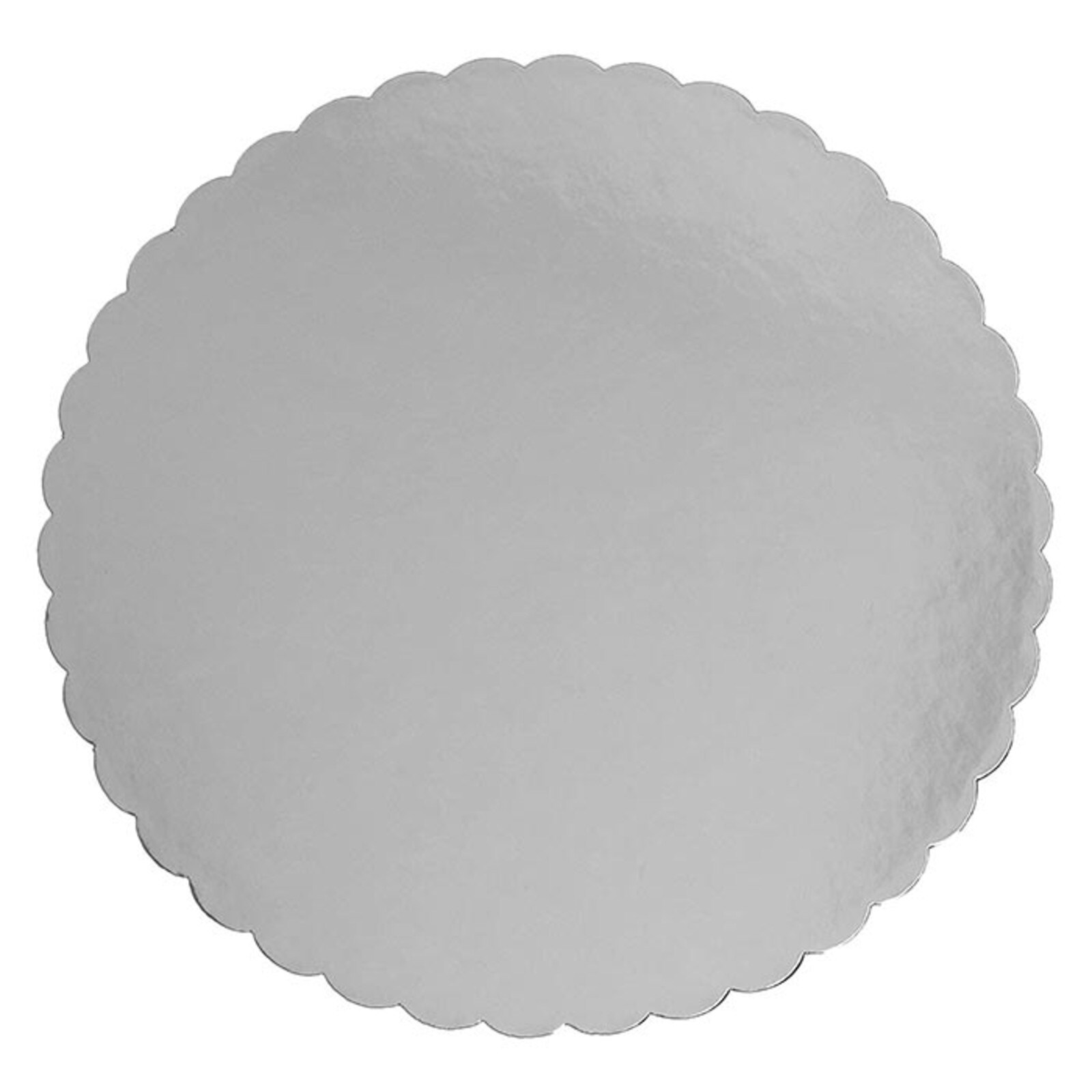 ROUND SILVER CAKE BOARD - SCALLOP EDGE
