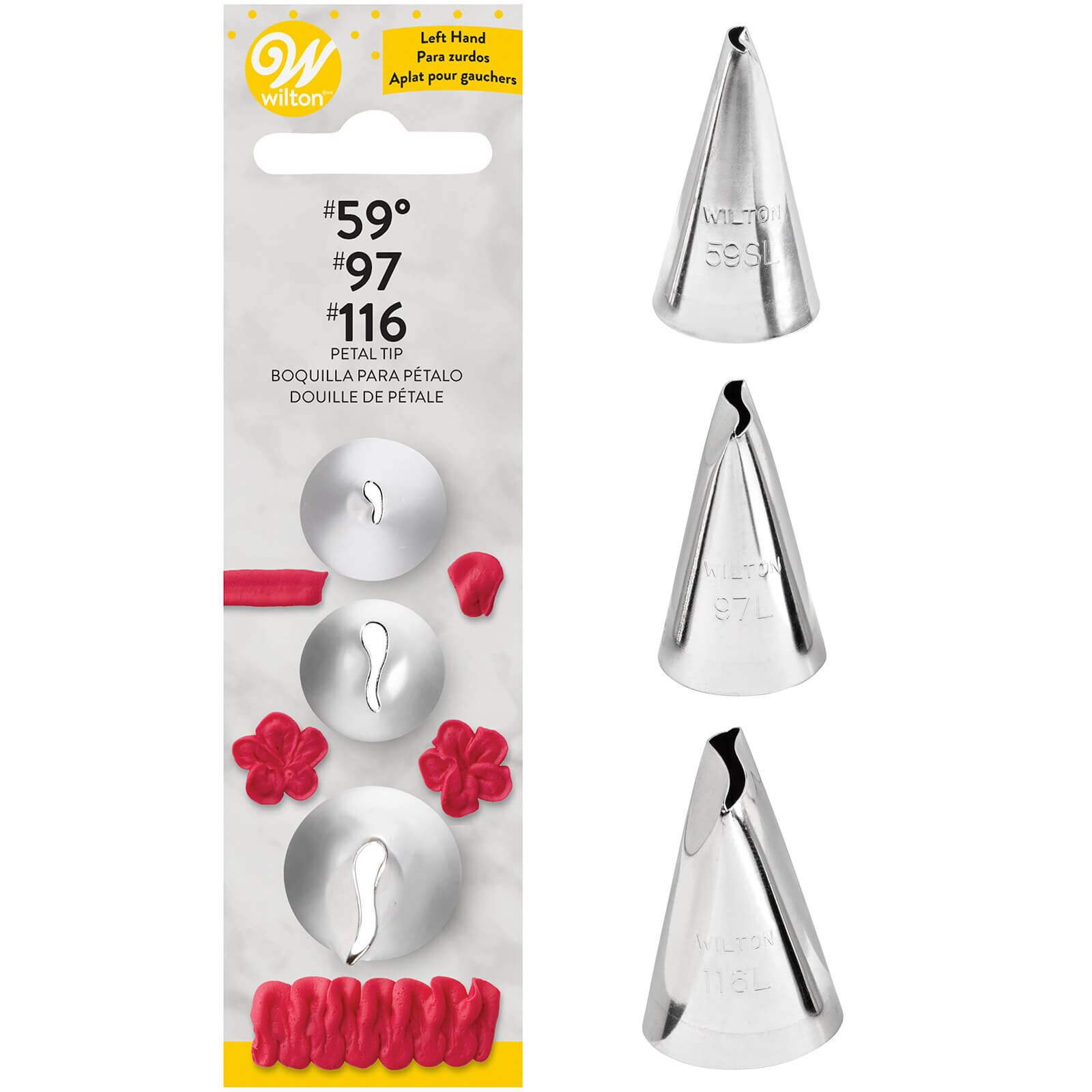 WILTON LEFT HANDED PETAL TIP SET - 3 PC
