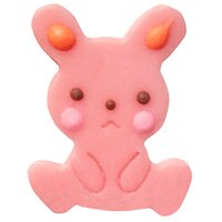 FLAT PINK FONDANT BUNNY 6 PC