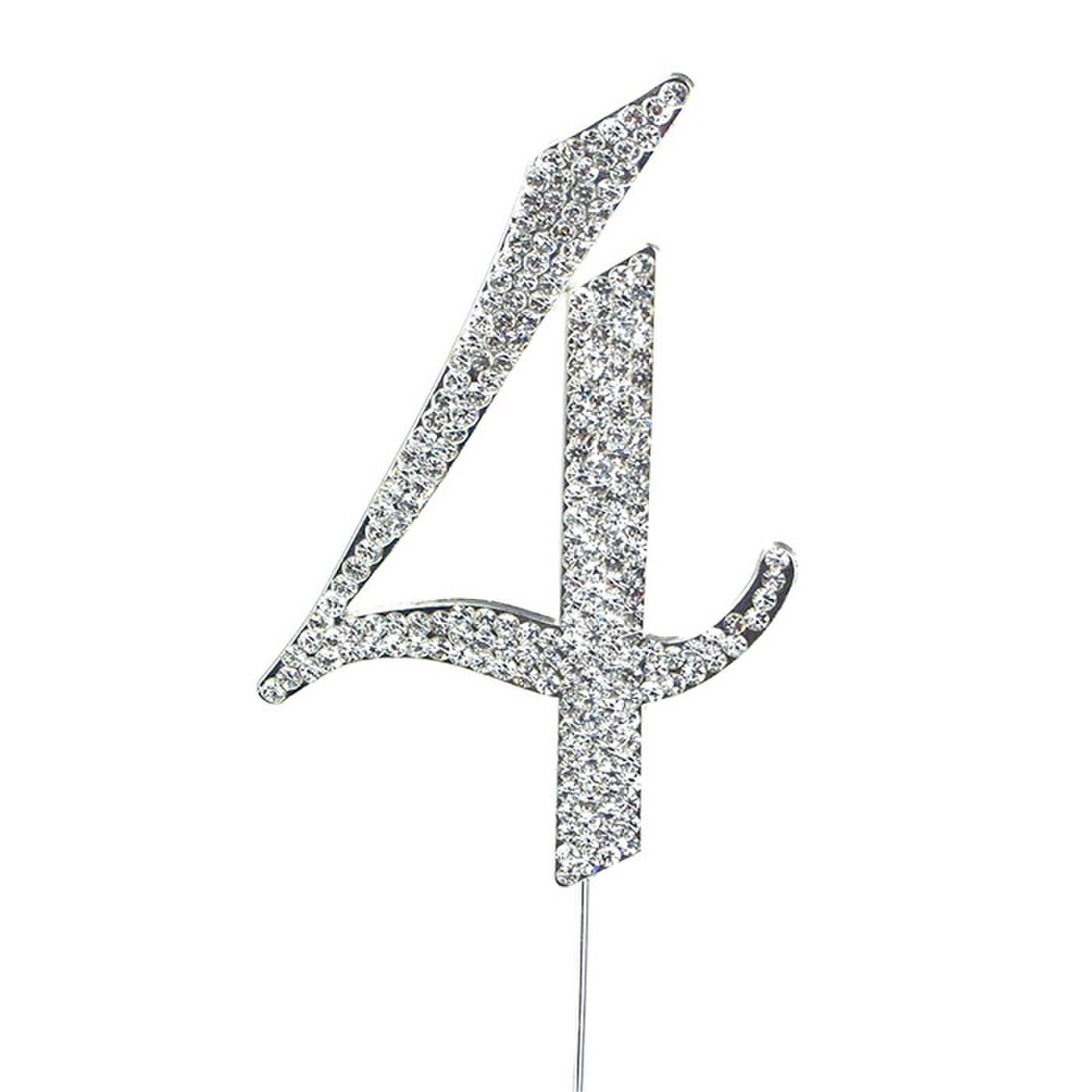 BLING PICK - SILVER NUMBER FOUR - 4 1/2" / 12 CM
