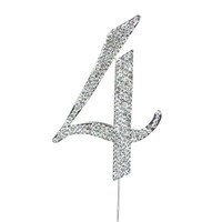 BLING PICK - SILVER NUMBER FOUR - 4 1/2" / 12 CM