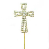 BLING PICK - GOLD CROSS 2 3/8" / 6.2 CM