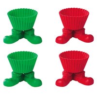 WILTON RED & GREEN SILLY-FEET CUPS 4 PC