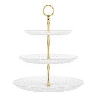  3-TIER CAKE STAND WITH PLASTIC DISPLAY TRAY AND GOLD POST