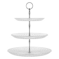 3-TIER STAND WITH PLASTIC DISPLAY TRAY AND SILVER POST