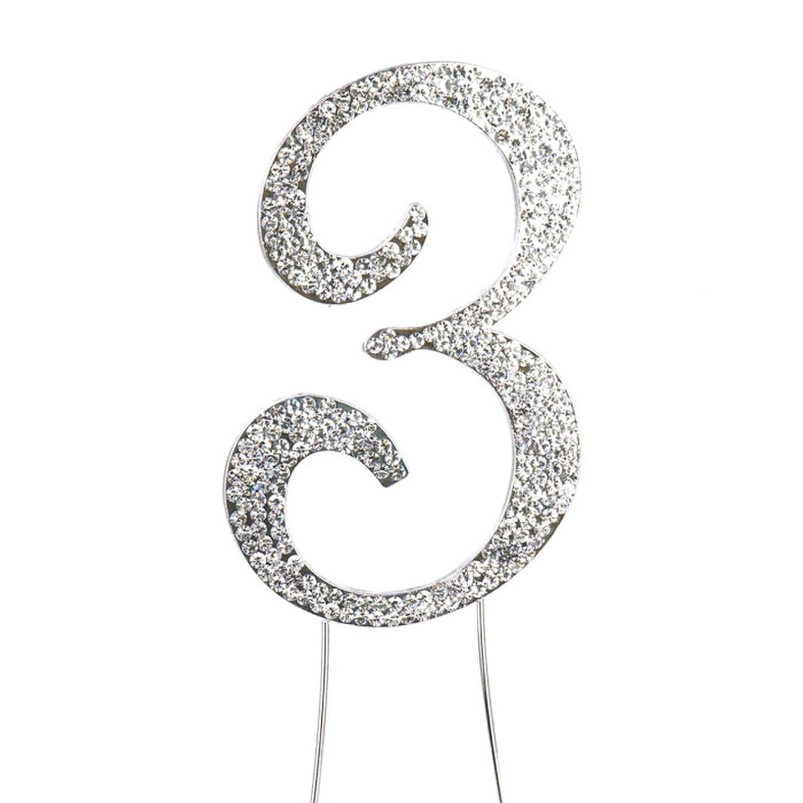 BLING PICK - SILVER NUMBER THREE - 4 1/2" / 12 CM