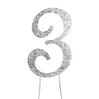BLING PICK - SILVER NUMBER THREE - 4 1/2" / 12 CM