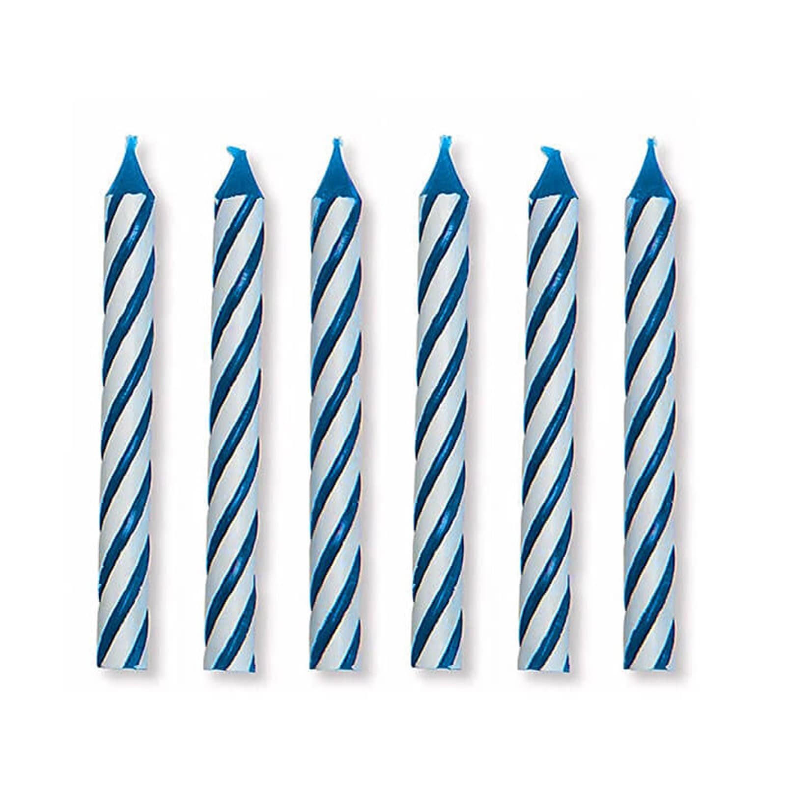BLUE STRIPED CANDLES 2.5" - 24 PC