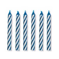 BLUE STRIPED CANDLES 2.5" - 24 PC