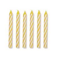 YELLOW STRIPED CANDLES 2.5" - 24 PC