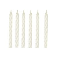 WHITE STRIPED CANDLES  2.5" - 24 PC