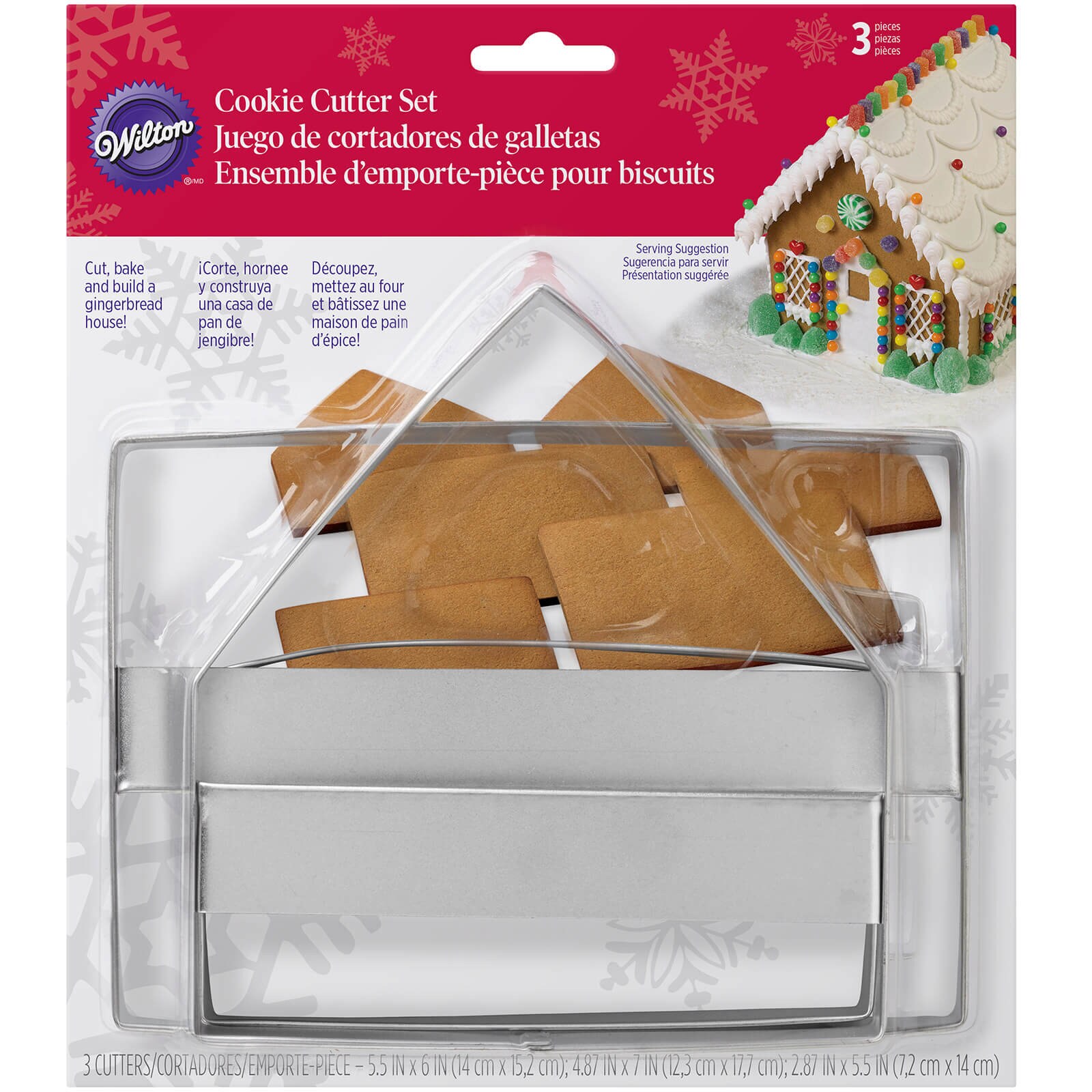 WILTON GINGERBREAD HOUSE CUTTER 3-PC SET 