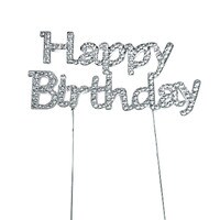 SILVER HAPPY BIRTHDAY BLING PICK 4 3/4"