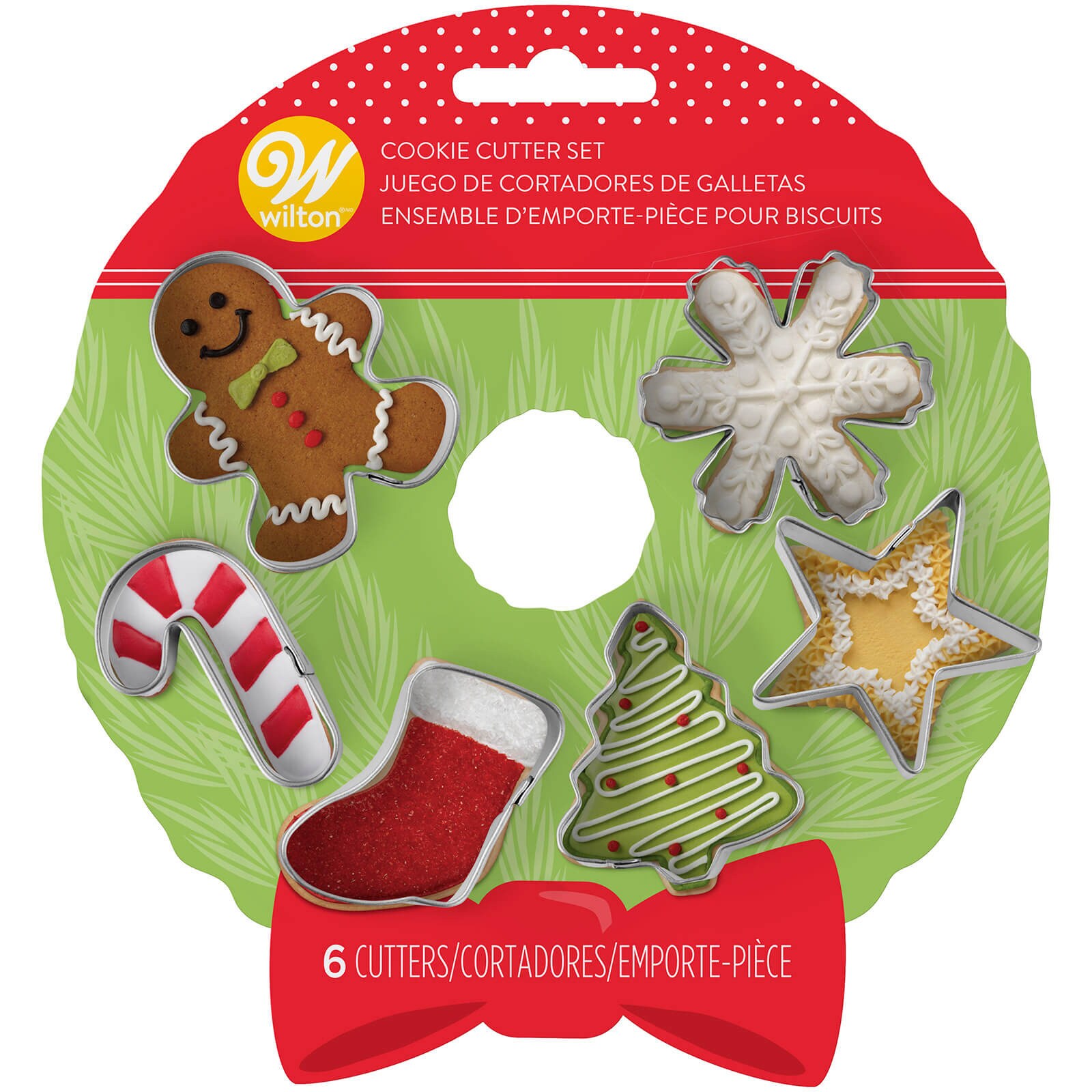 WILTON CHRISTMAS WREATH MINI CUTTERS - SET OF 6