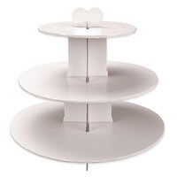WHITE FOIL 3-TIER CUPCAKE STAND 13"