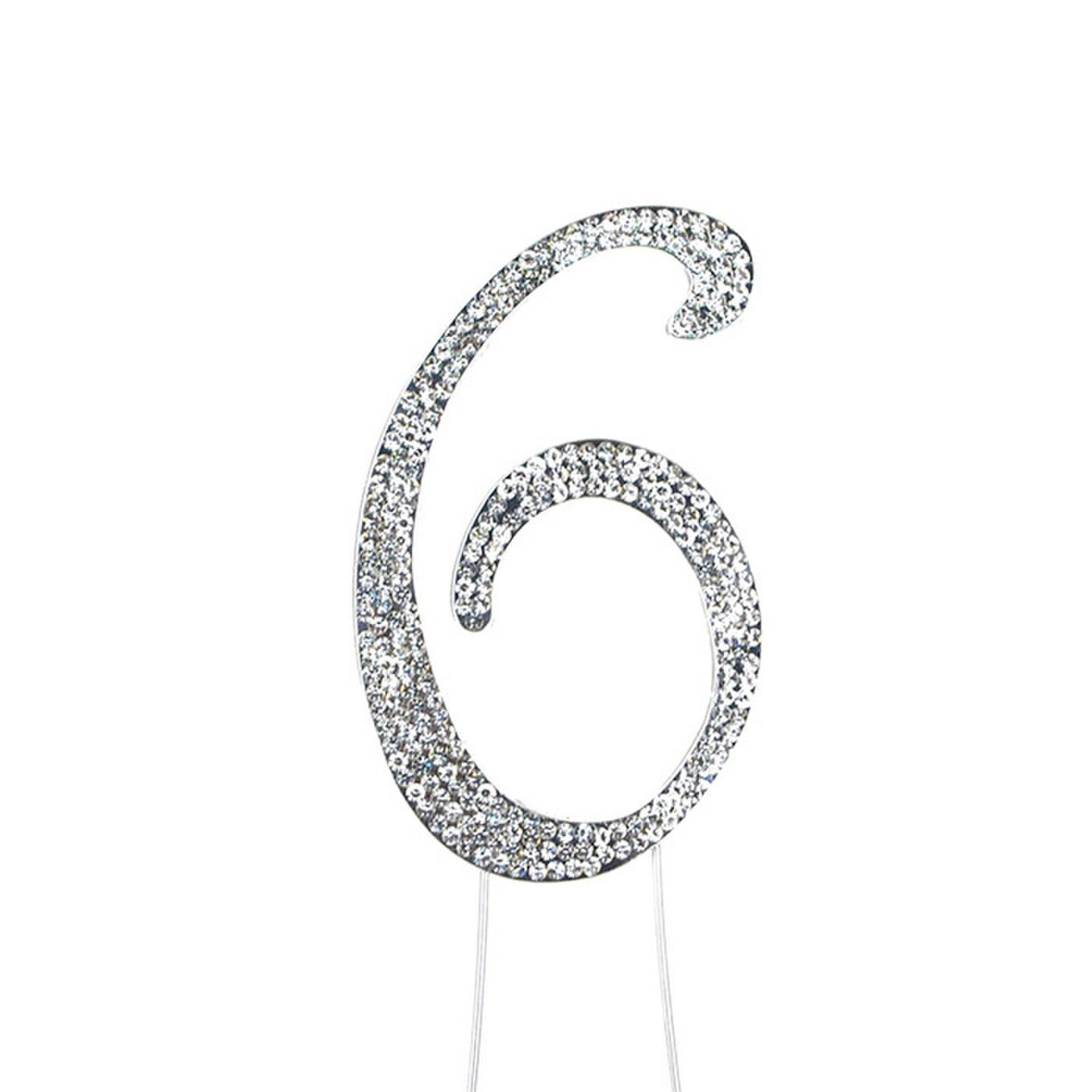BLING PICK - SILVER NUMBER SIX - 2 3/4" / 7 CM