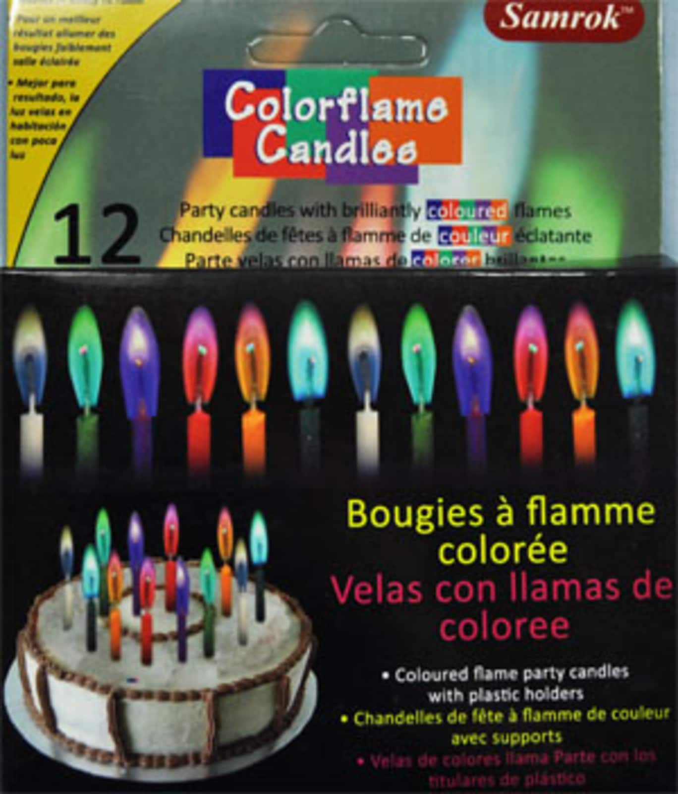 COLORFLAME CANDLES 12 PKG