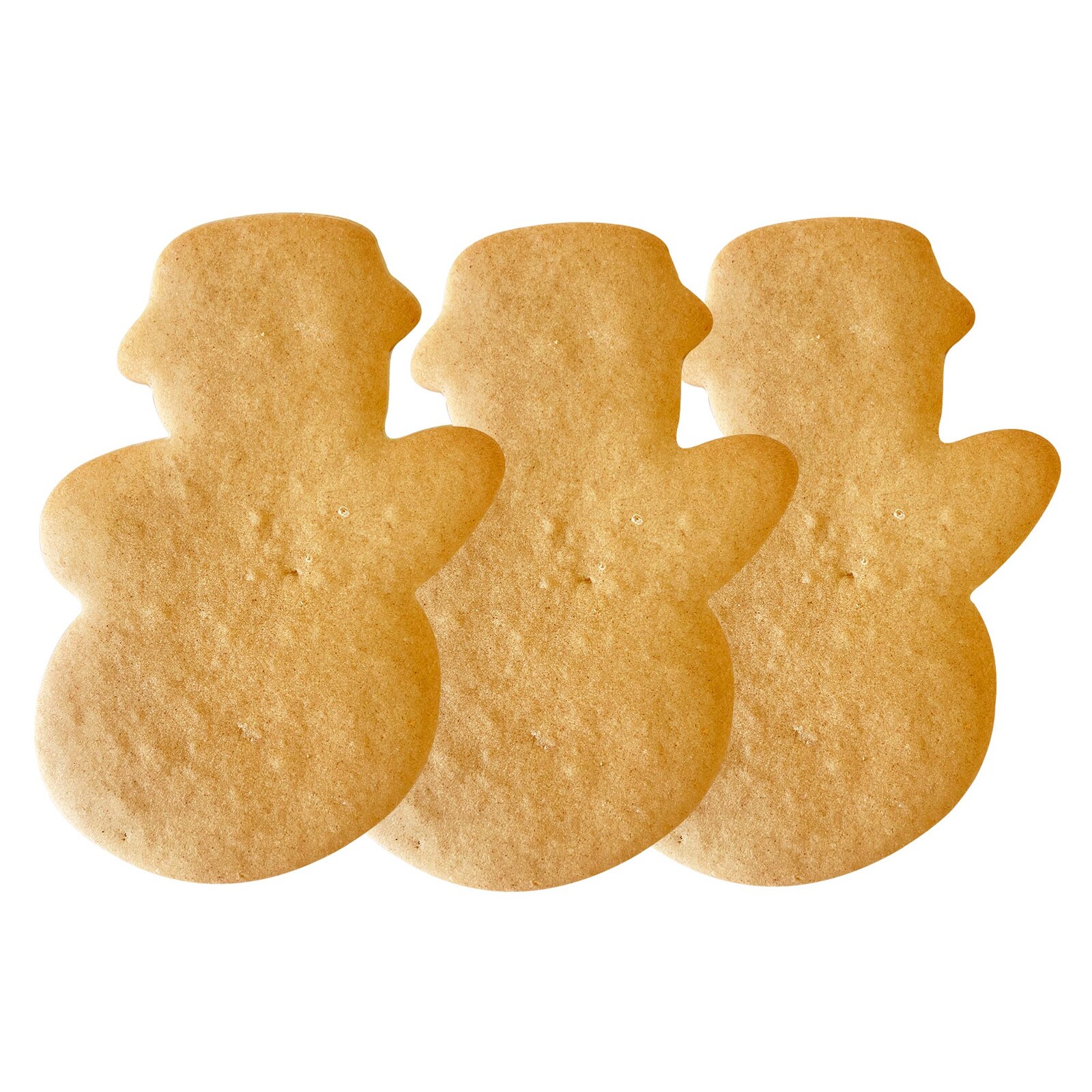 UNDECORATED VANILLA SNOWMAN COOKIES 4" - 3 PC