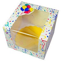 CAKE BOX WINDOW BOARD GOLD BIRTHDAY BALLOONS SCALLOP