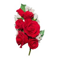 GUMPASTE RED FORMAL ROSE SPRAY 5"